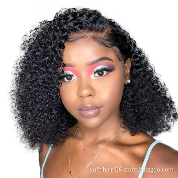 Factory Wholesale Color Bob Wigs Human Hair, Brazilian Bob Lace Wig, Curly Short Bob Wigs 100% Human Hair